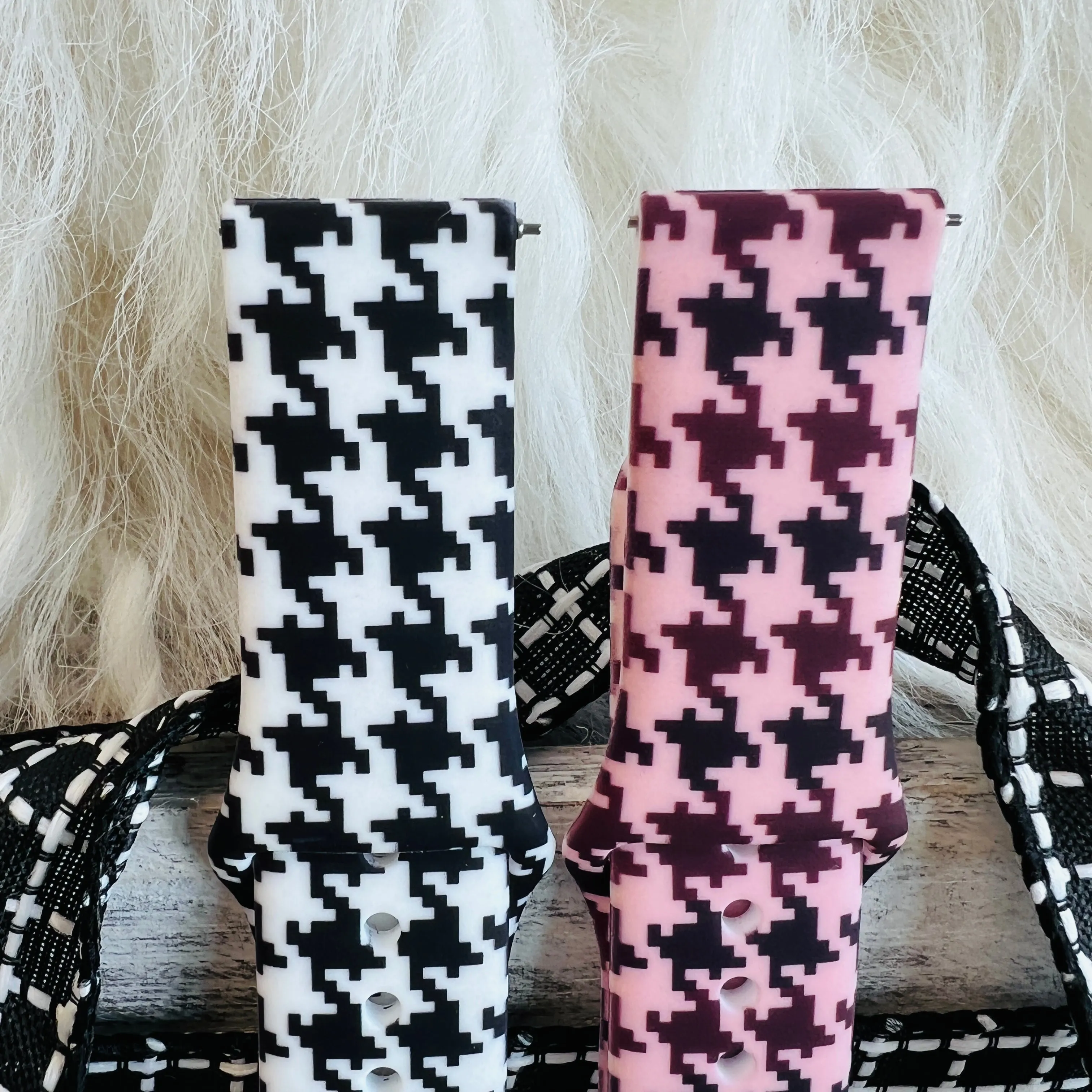 Houndstooth Print Silicone Band For Samsung Watch Multiple Colors Available
