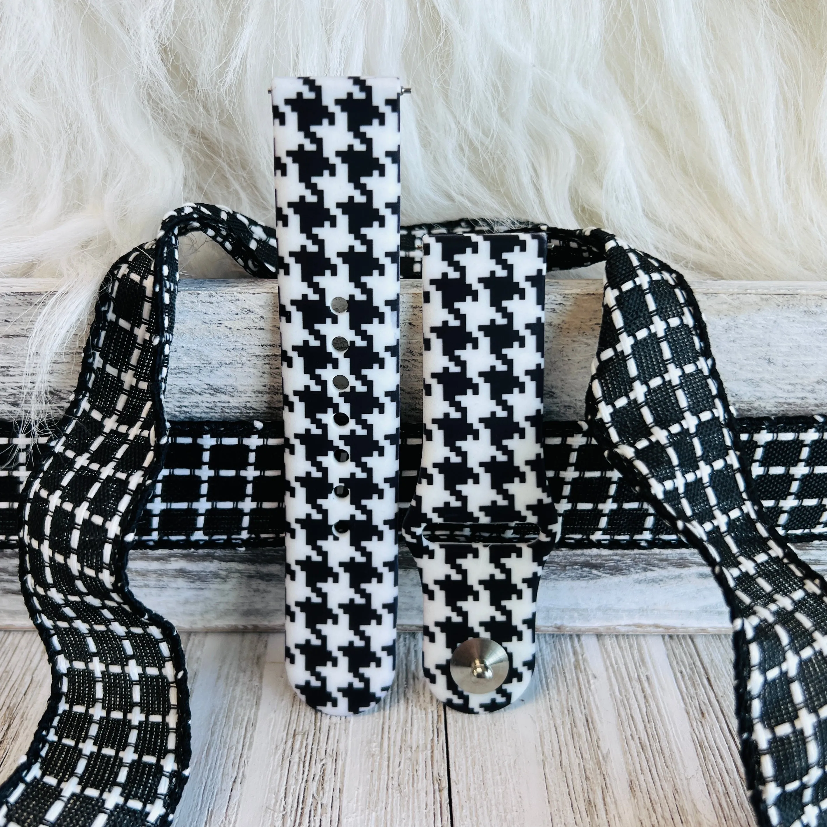 Houndstooth Print Silicone Band For Samsung Watch Multiple Colors Available