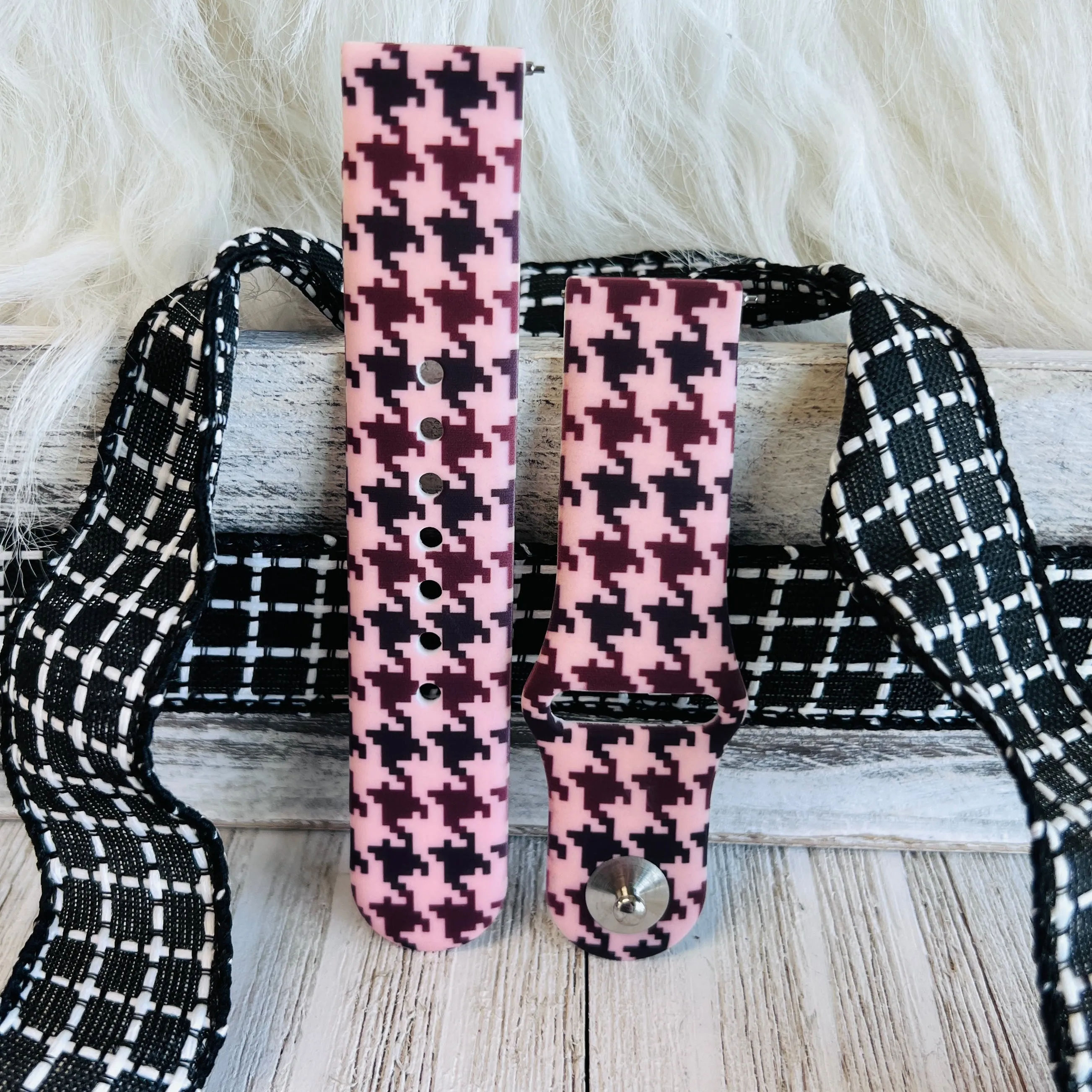 Houndstooth Print Silicone Band For Samsung Watch Multiple Colors Available