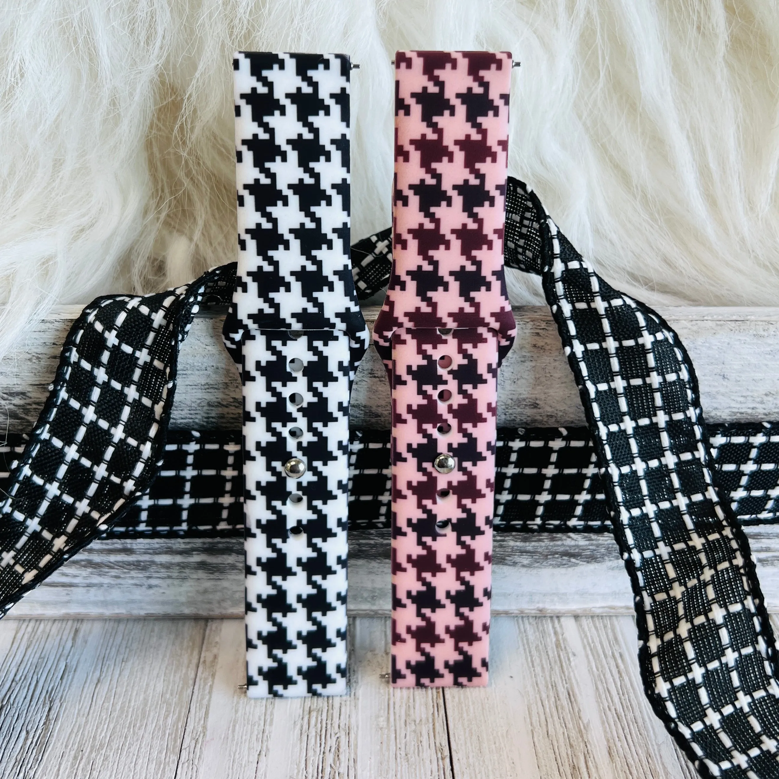 Houndstooth Print Silicone Band For Samsung Watch Multiple Colors Available