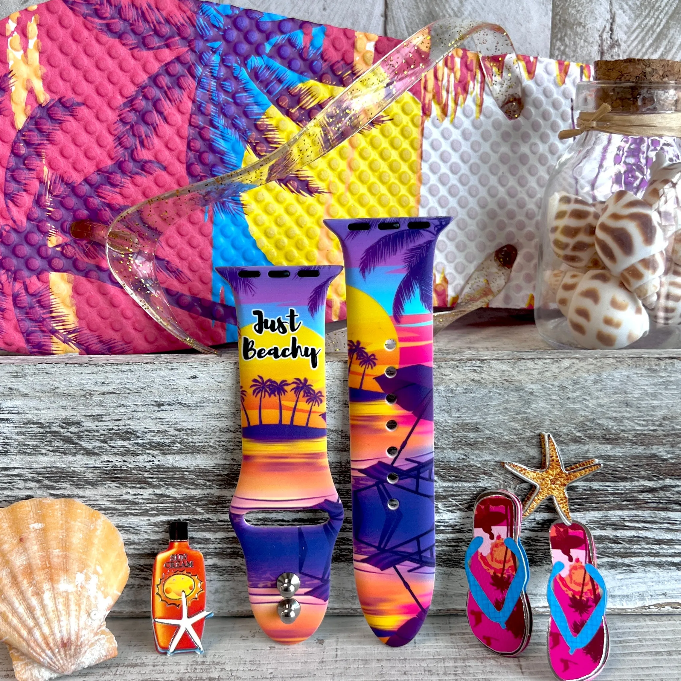 Just Beachy Print Silicone Band For Apple Watch