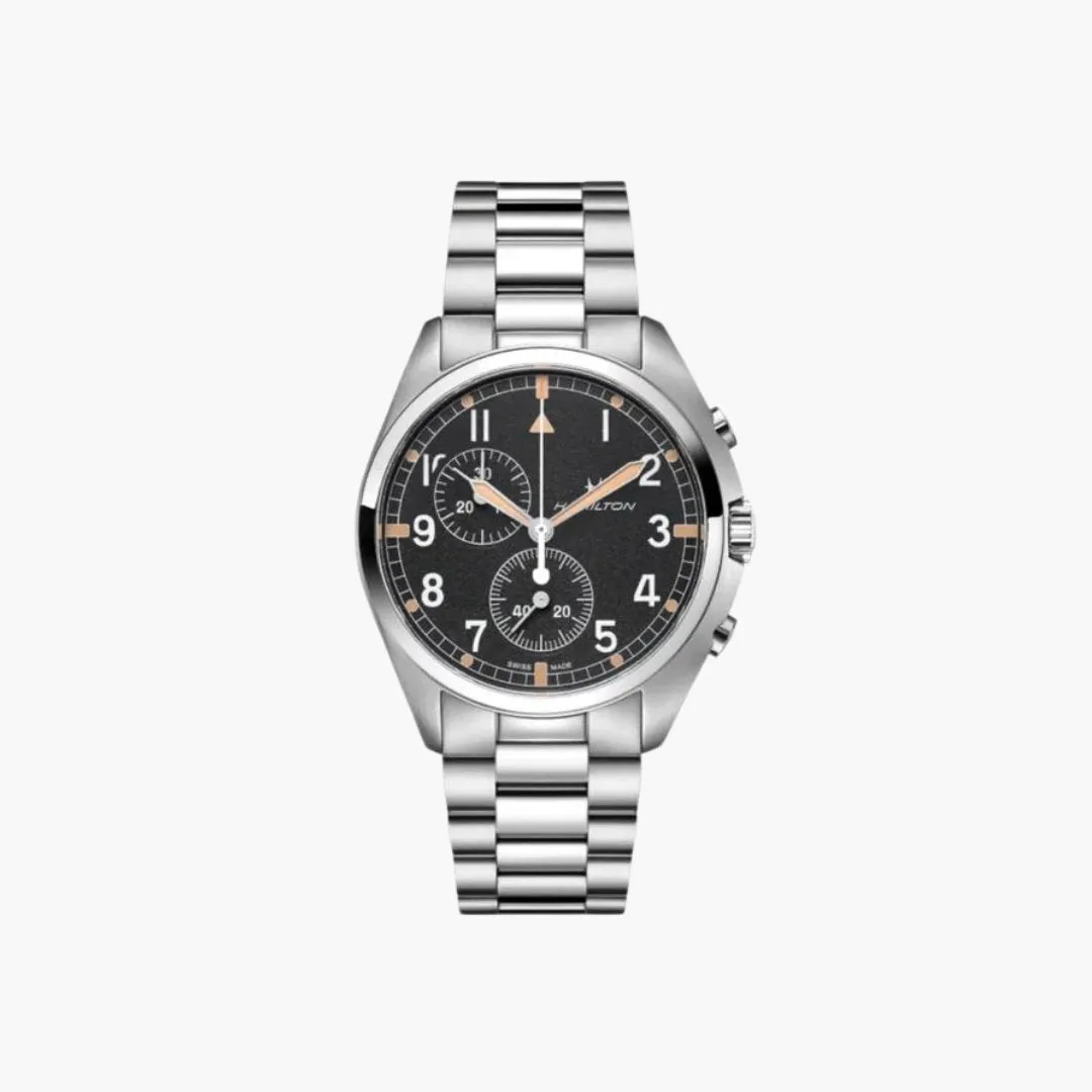 Khaki Aviation Pilot Pioneer Chrono Quartz 41Mm Black Dial