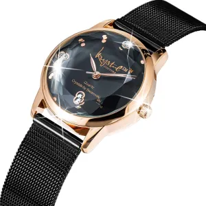 Krystalline Sleek Gold on Black Watch Embellished With SWAROVSKI Crystals