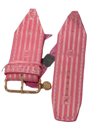 LAST CHANCE - Upcycled Bubblegum Fendi Pinstripe Sivella Watchband