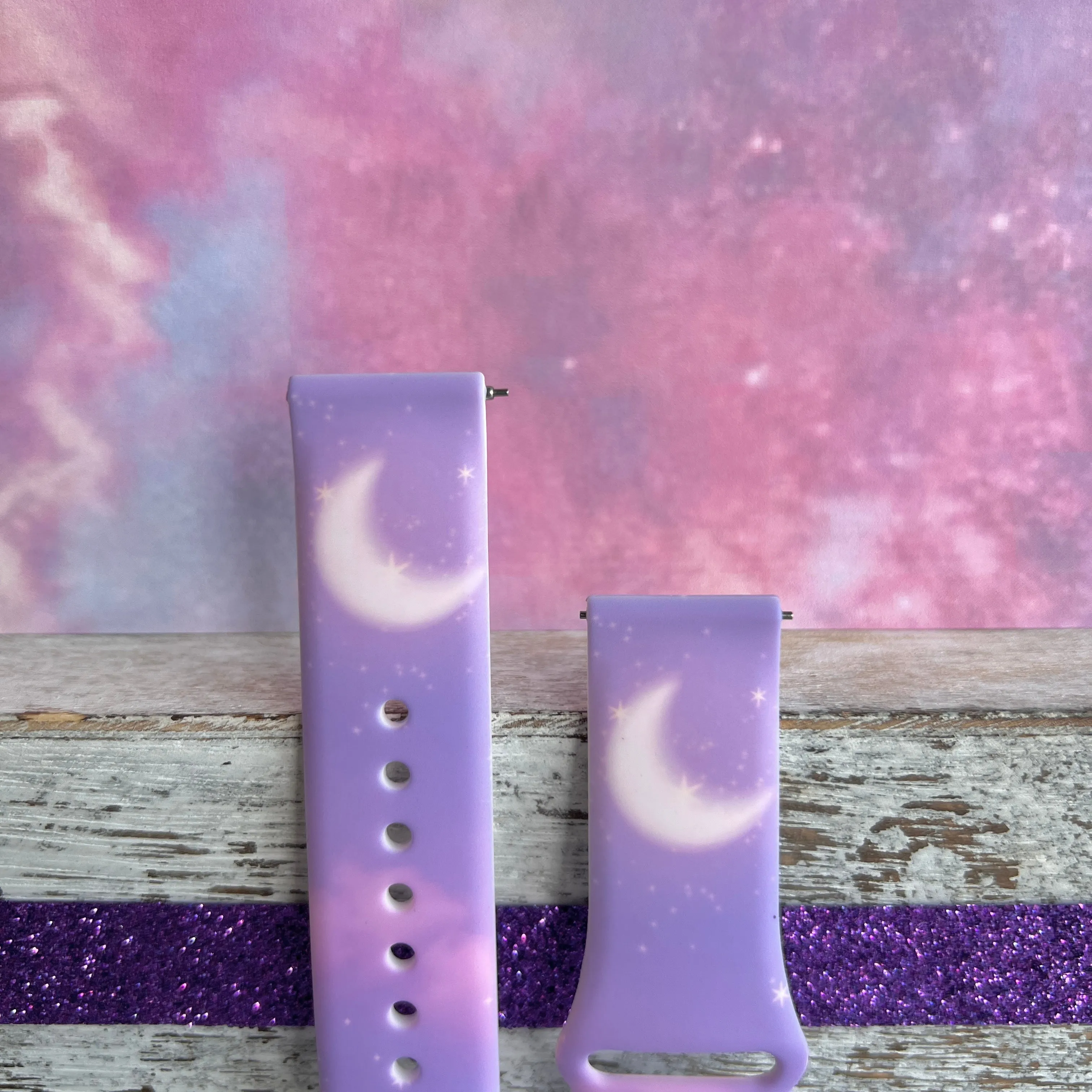 Lavender Sky Print Silicone Band For Fitbit Versa 1/2