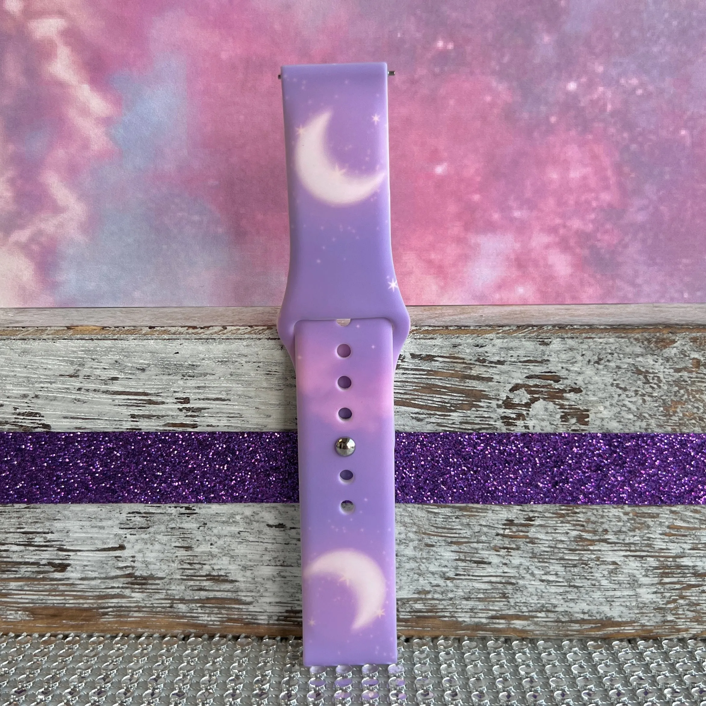 Lavender Sky Print Silicone Band For Fitbit Versa 1/2