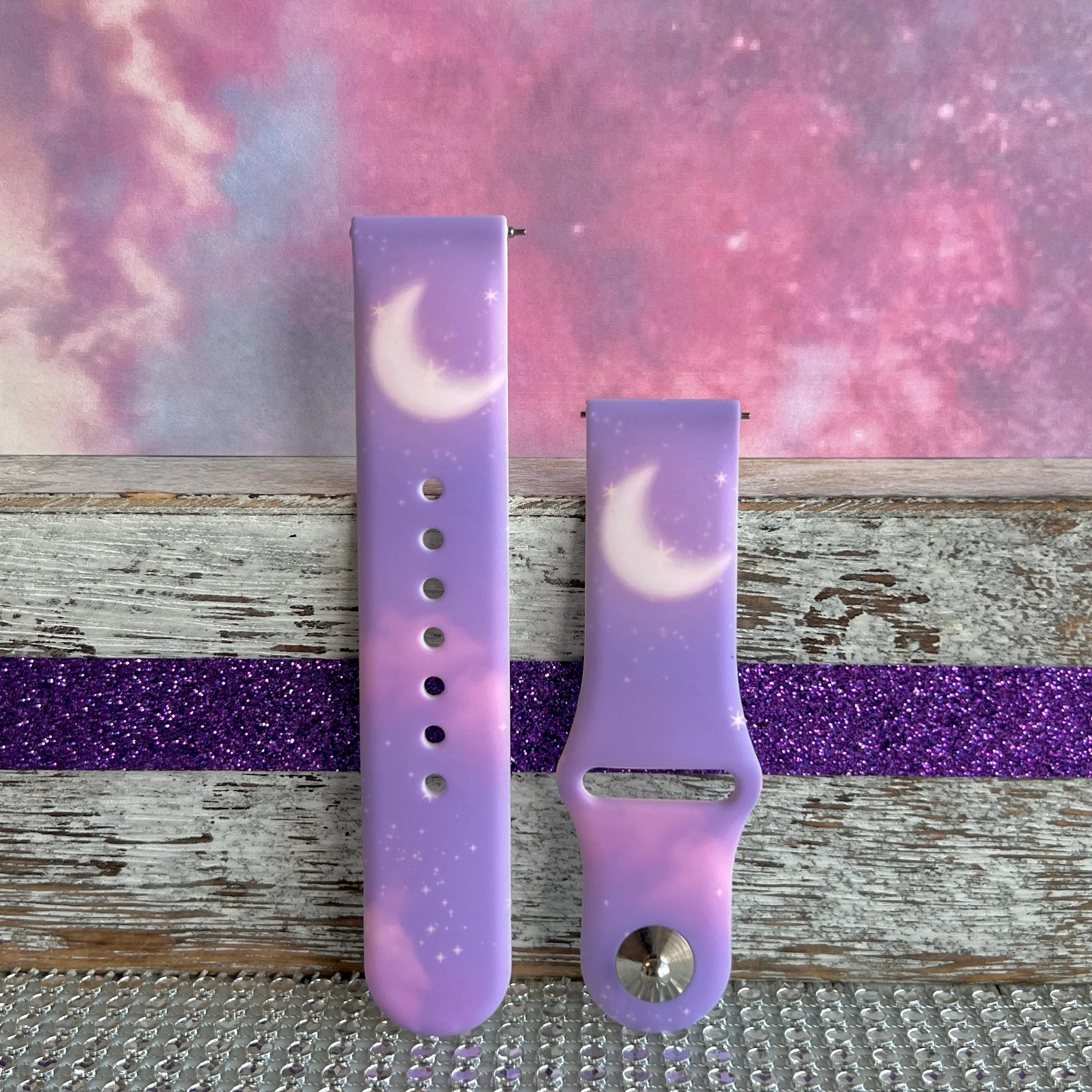 Lavender Sky Print Silicone Band For Fitbit Versa 1/2