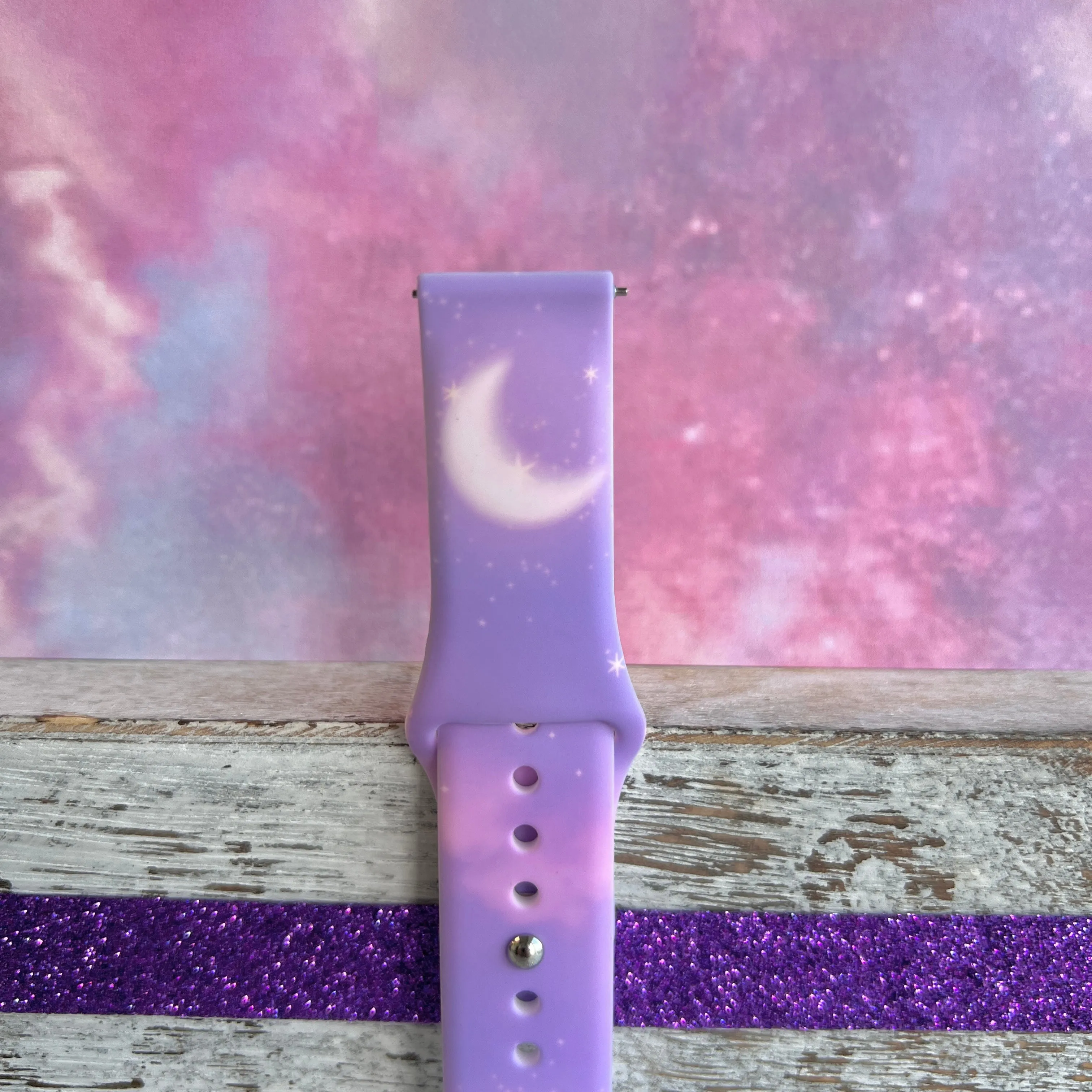 Lavender Sky Print Silicone Band For Fitbit Versa 1/2