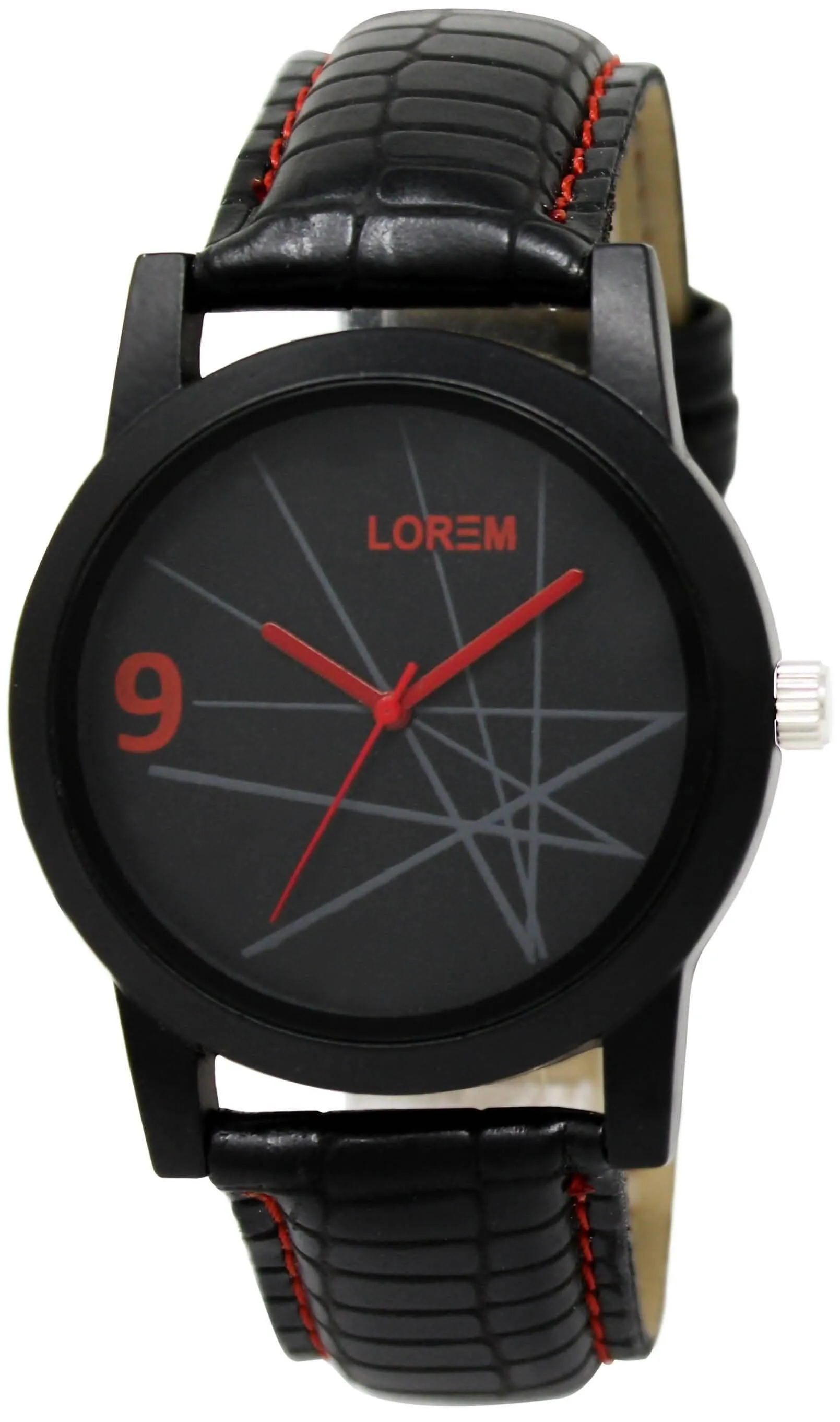 LOREM Black Star Design Analog Watch For Men LR08