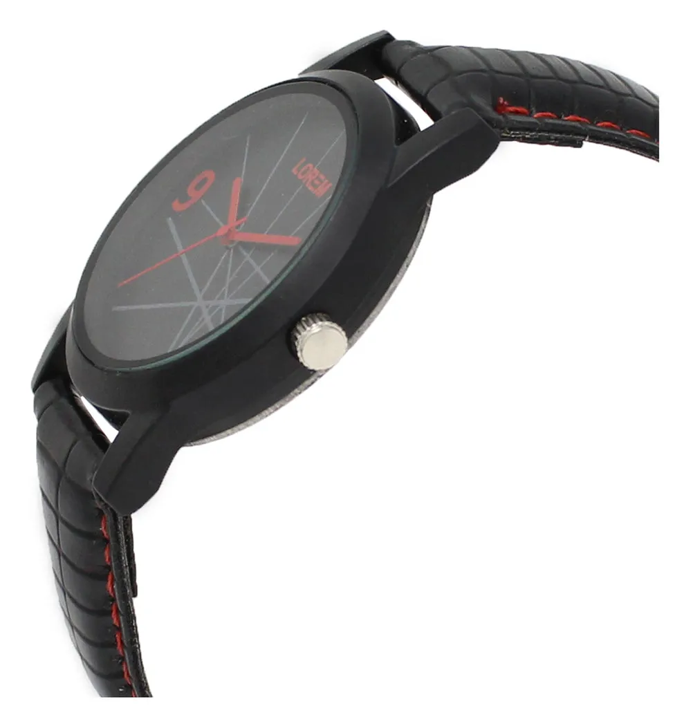 LOREM Black Star Design Analog Watch For Men LR08