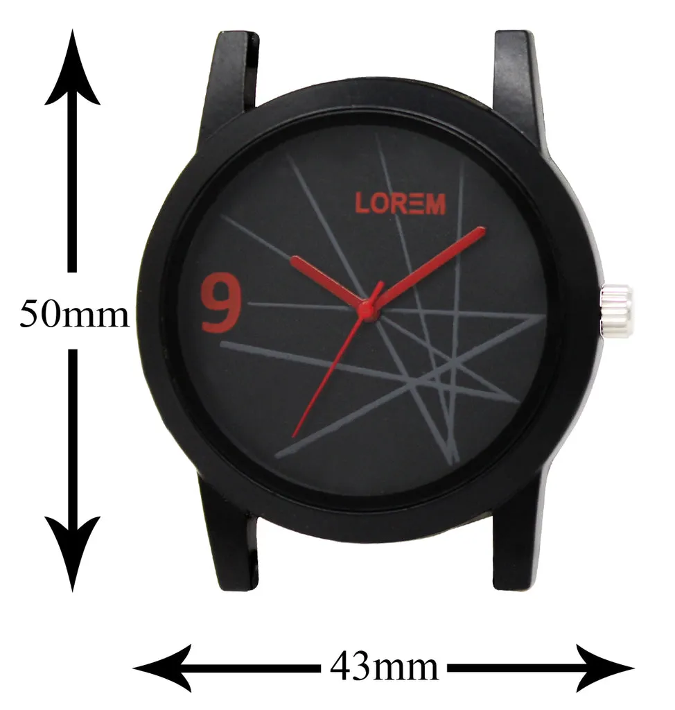 LOREM Black Star Design Analog Watch For Men LR08