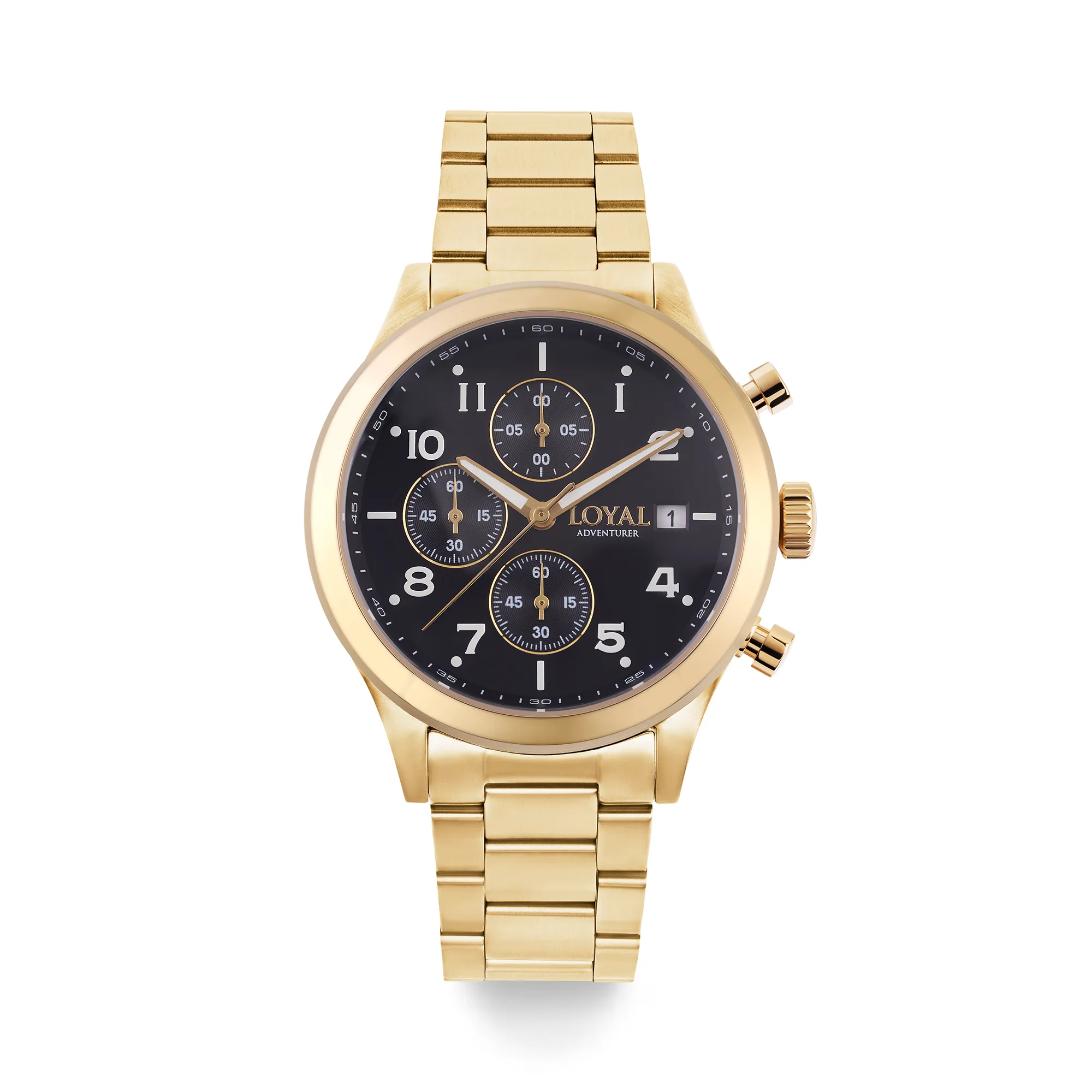 Loyal Adventurer Men's 42mm Gold PVD Quartz Chronograph Watch