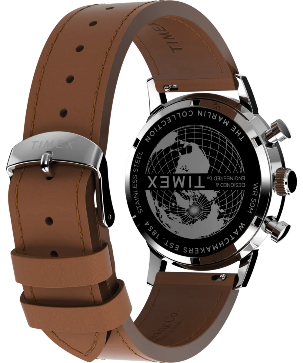 Marlin® Chronograph Tachymeter 40mm Leather Strap Watch