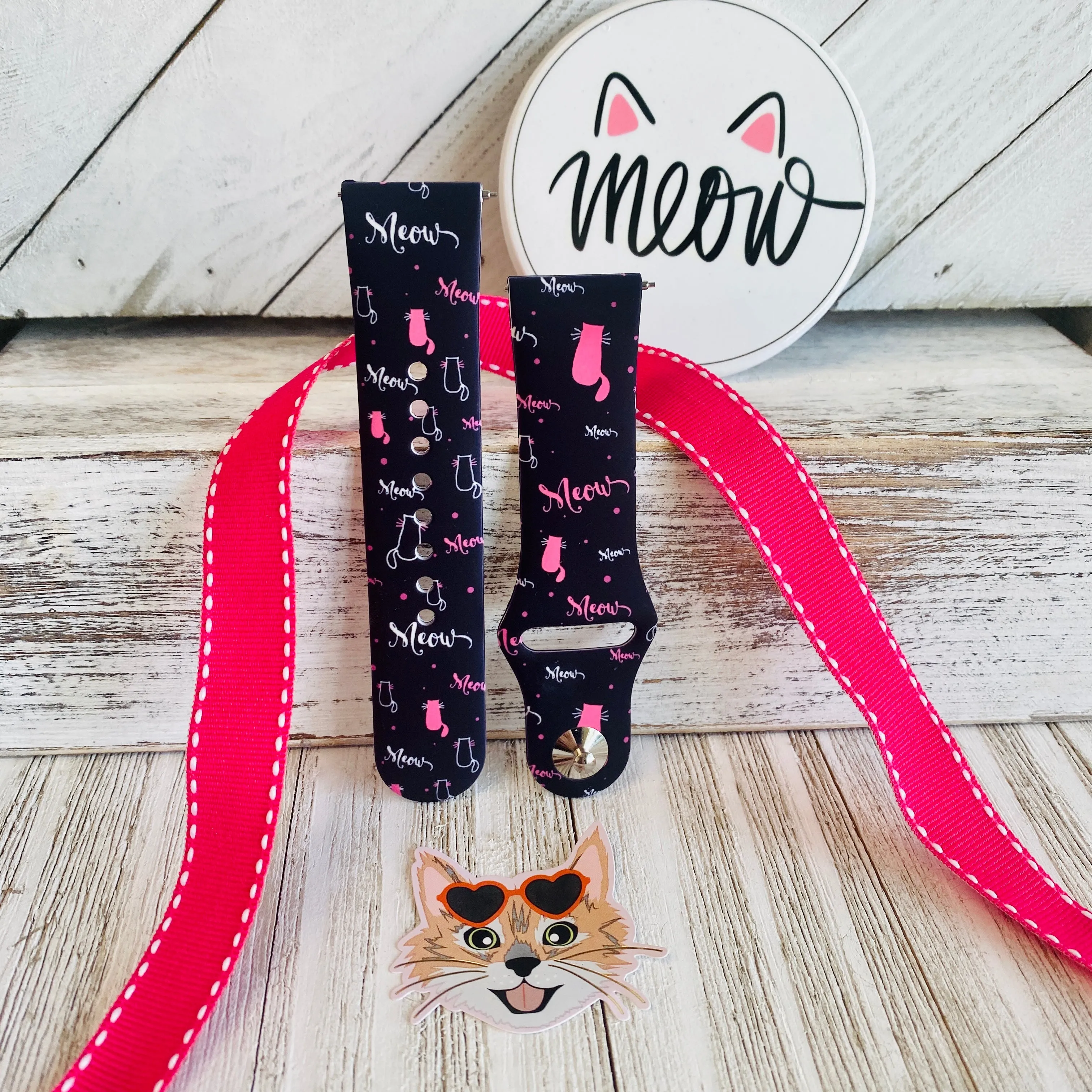 Meow Print Silicone Band For Samsung Watch