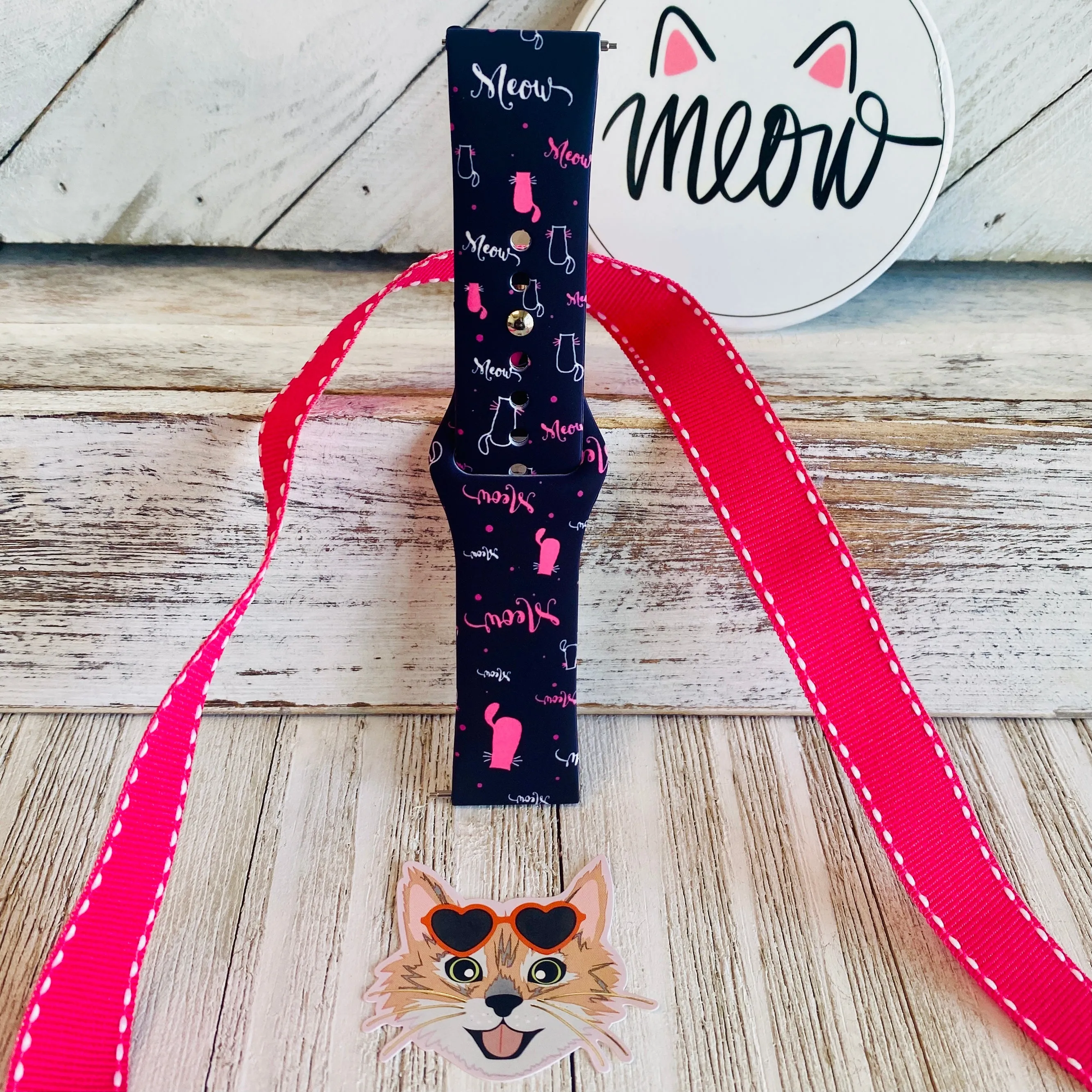 Meow Print Silicone Band For Samsung Watch
