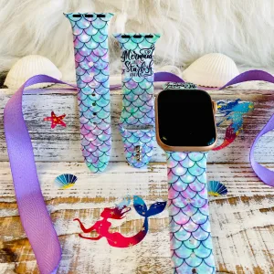 Mermaid Kisses Print Silicone Band For Apple Watch