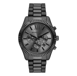 Michael Kors Lexington Chronograph Men's Black Dial Black Stainless Steel Band Analog Quartz Watch - MK9154