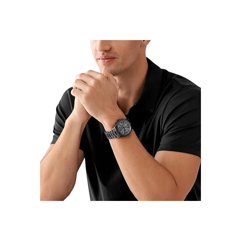 Michael Kors Lexington Chronograph Men's Black Dial Black Stainless Steel Band Analog Quartz Watch - MK9154