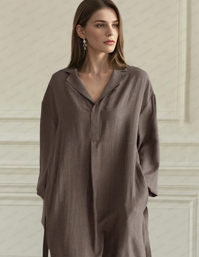 Minimalist Design 100% Cotton Belted Nightgown