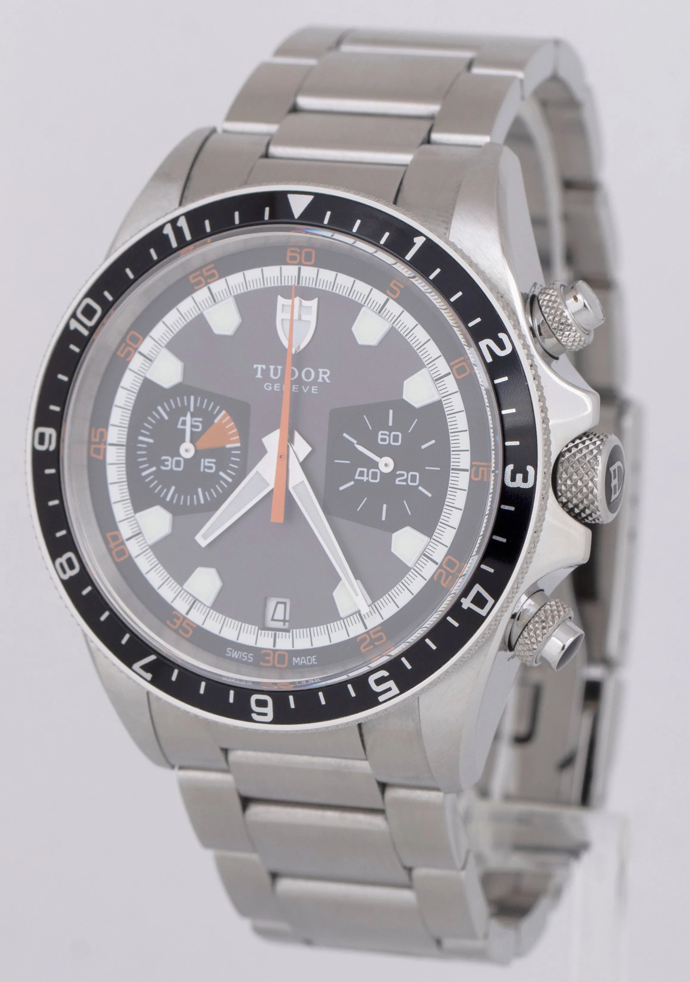 MINT Tudor Heritage Chronograph Grey Orange Stainless 42mm Date 70330 N Watch