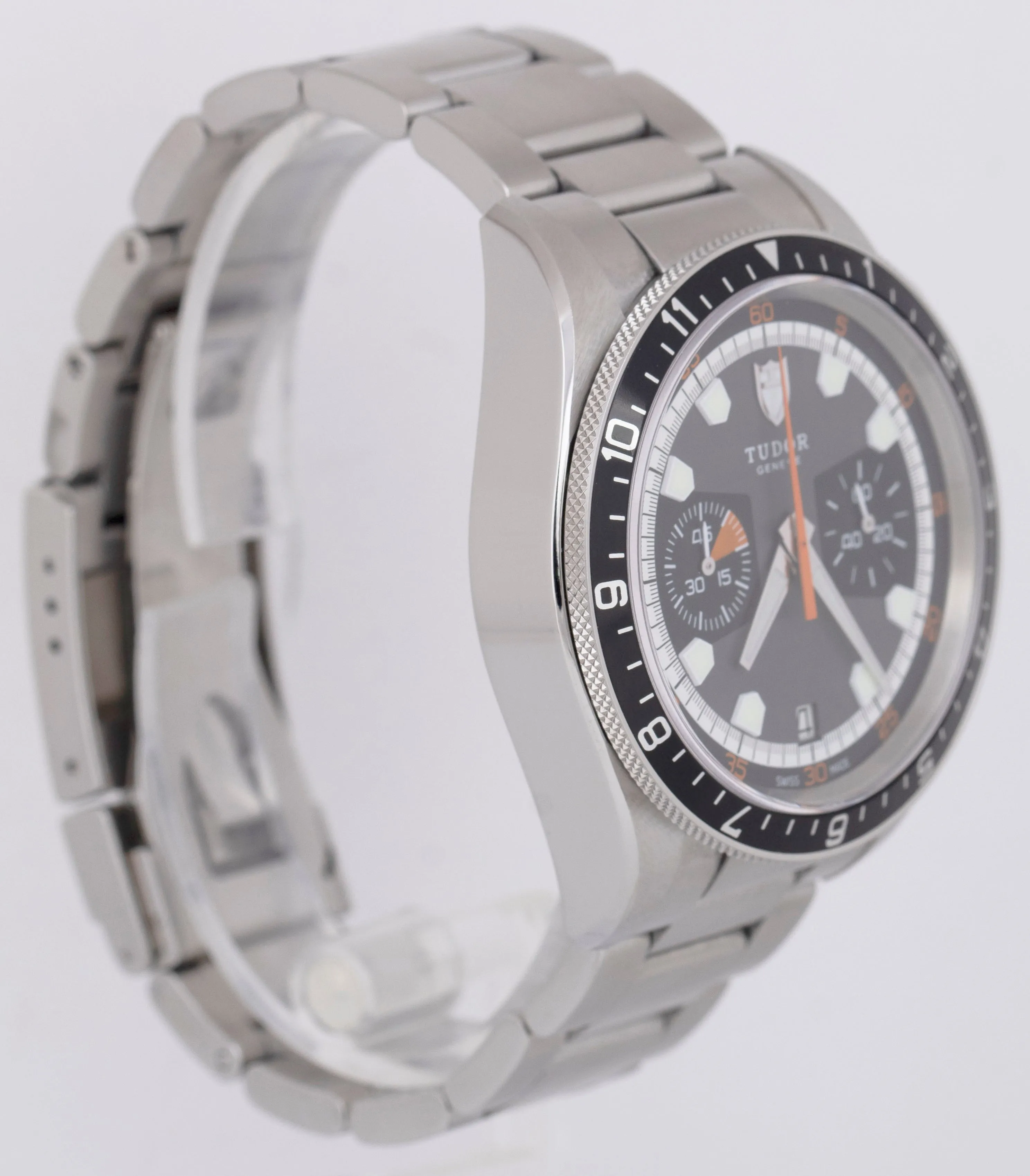 MINT Tudor Heritage Chronograph Grey Orange Stainless 42mm Date 70330 N Watch