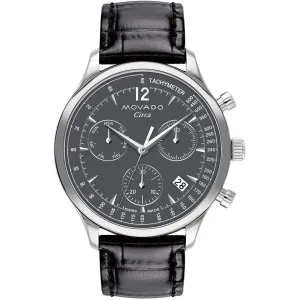 Movado Men's Watch - Heritage Circa Chronograph Grey Dial Leather Strap | 3650163