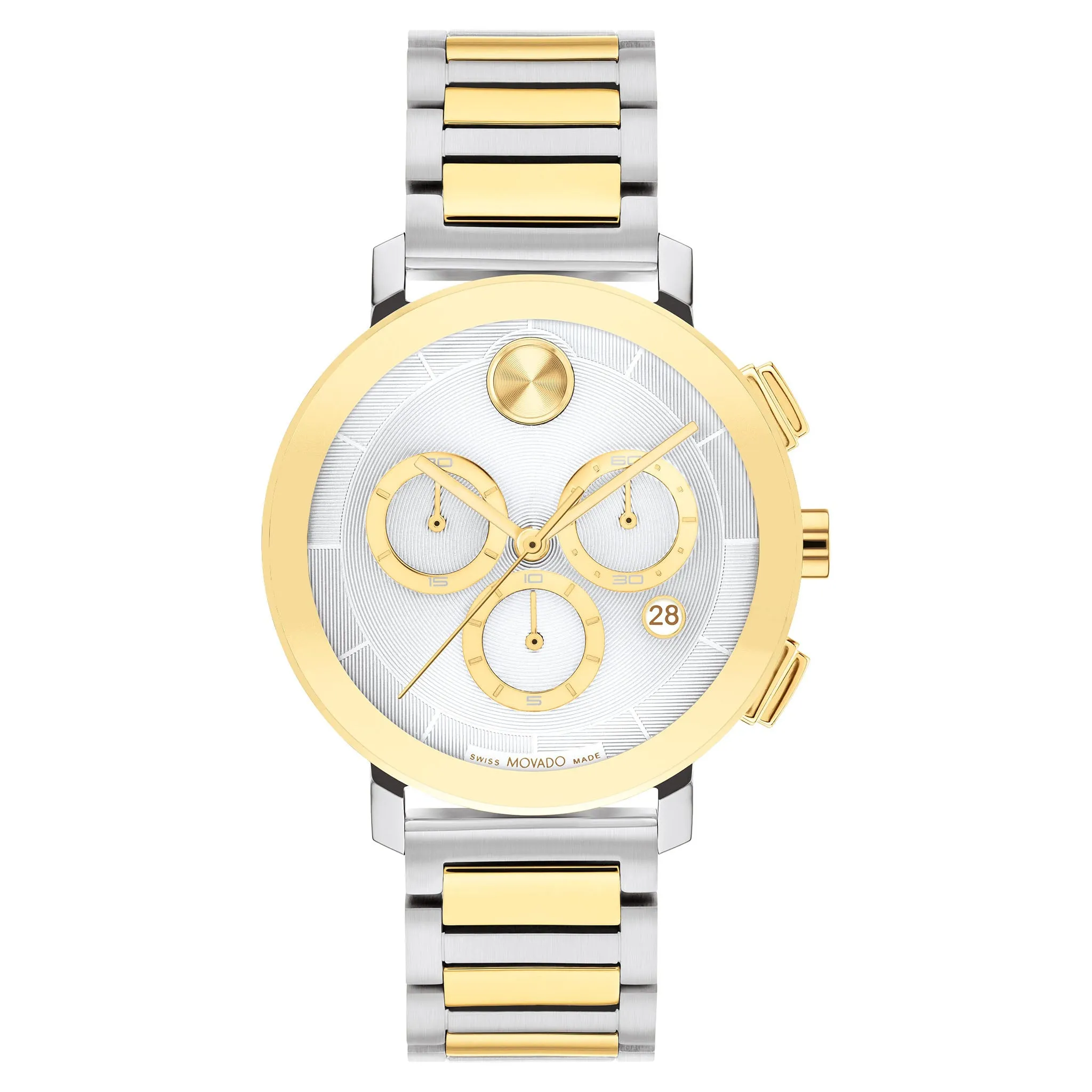 Movado Two-Tone Steel Silver Dial Chronograph Women's Swiss Made Watch - 3600968