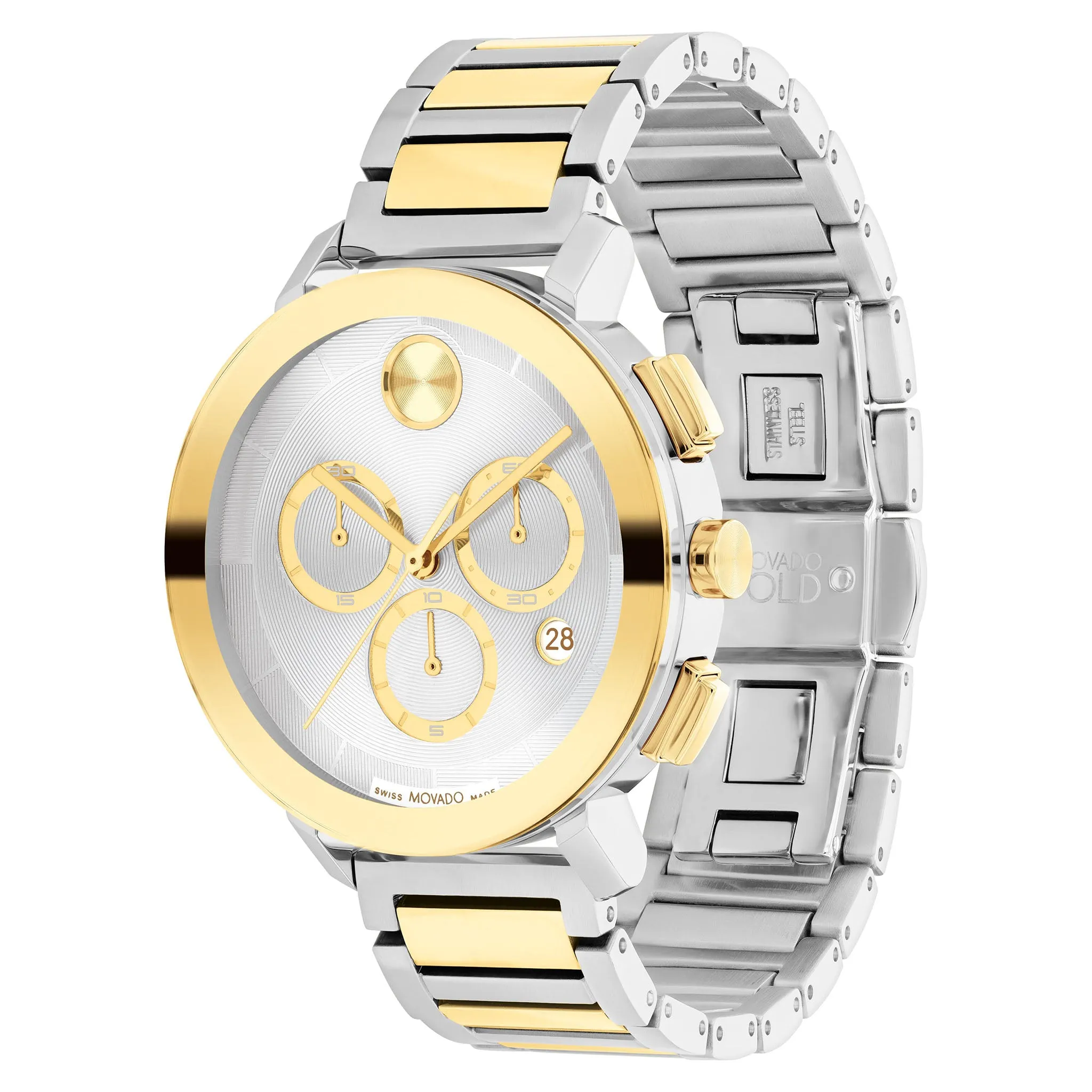Movado Two-Tone Steel Silver Dial Chronograph Women's Swiss Made Watch - 3600968