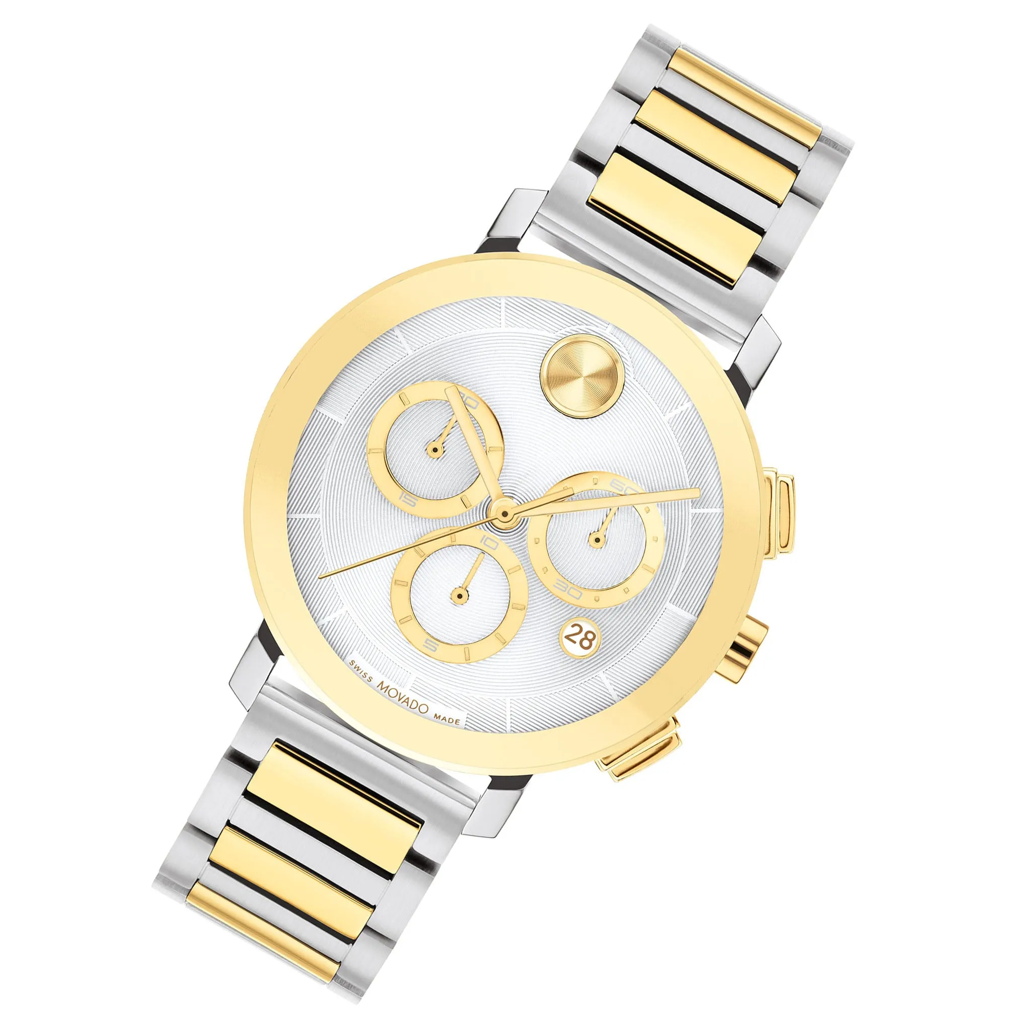 Movado Two-Tone Steel Silver Dial Chronograph Women's Swiss Made Watch - 3600968