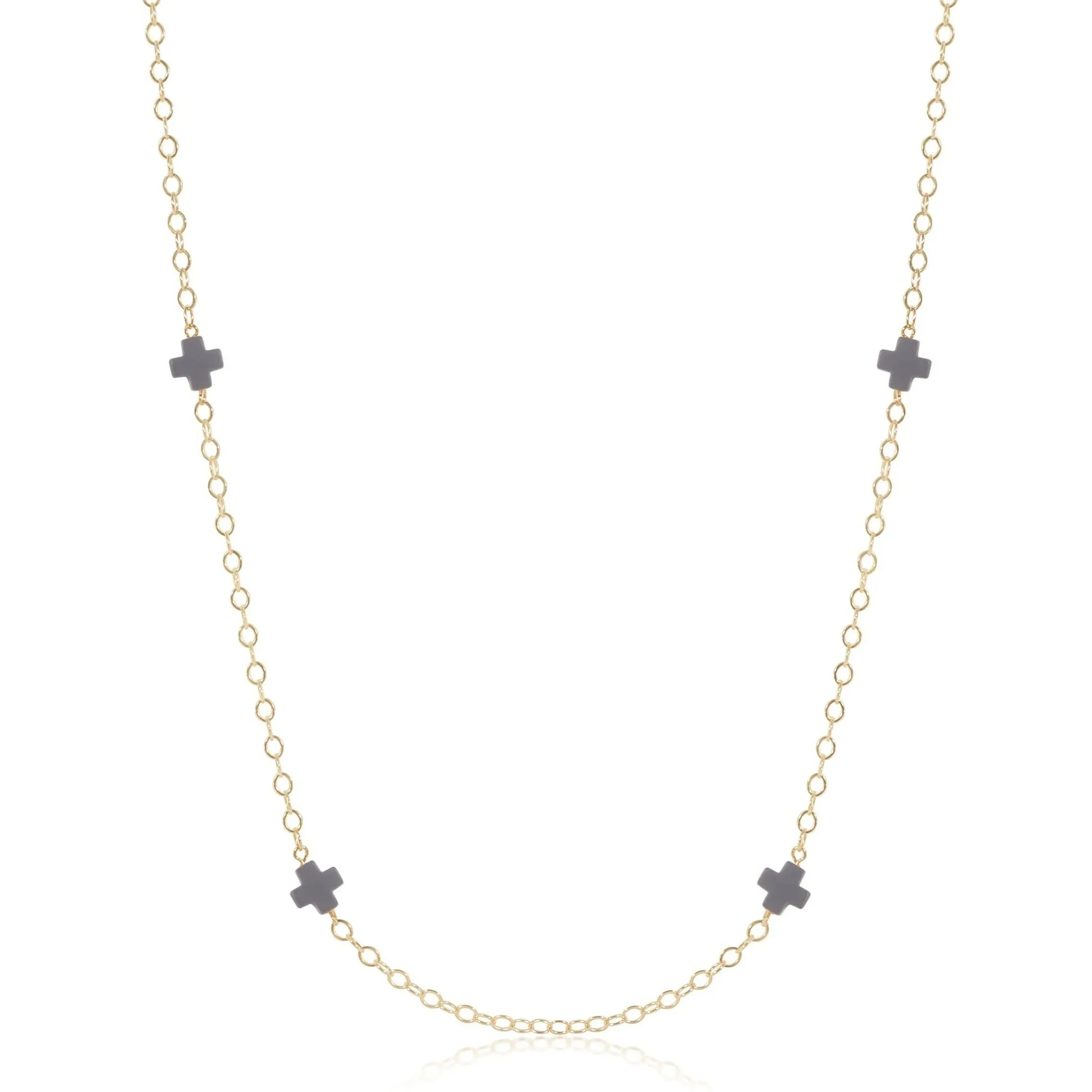 Necklace Simplicity Chain Gold - Signature Cross Charcoal