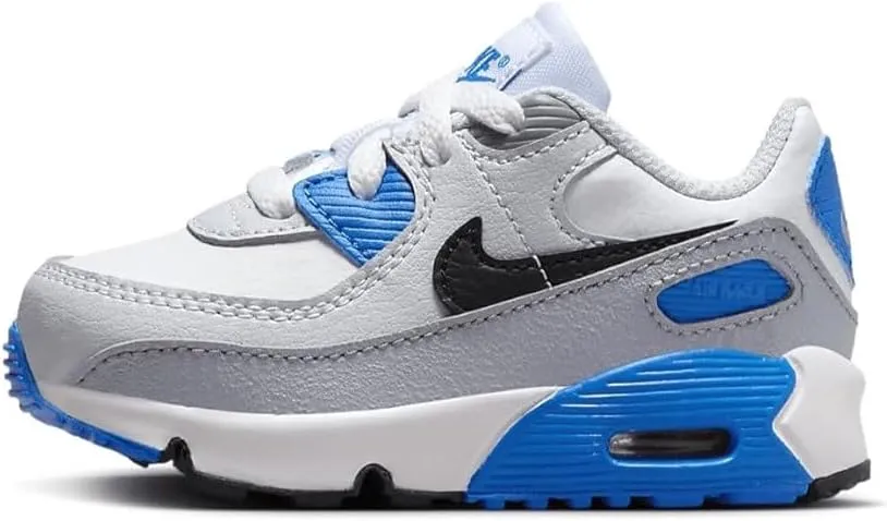 Nike Air Max 90 LTR Baby/Toddler Shoes (CD6868-127, White/Photo Blue/Pure Platinum/Black) Size 6