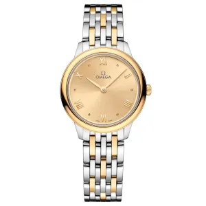 OMEGA De Ville Prestige 27.5mm Yellow Dial 18ct Yellow Gold and Steel Ladies Quartz Watch 43420286008001