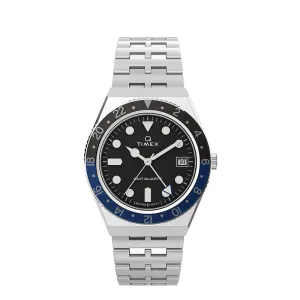 Q Timex Diver GMT 38mm Stainless Steel Band Watch TW2V38100
