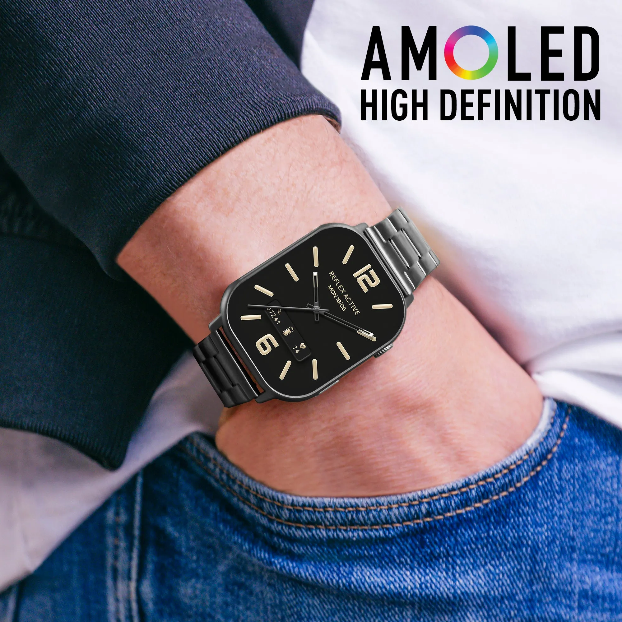 Reflex Active Series 29 Titanium Case & Grey Link Strap AMOLED RA29-4082