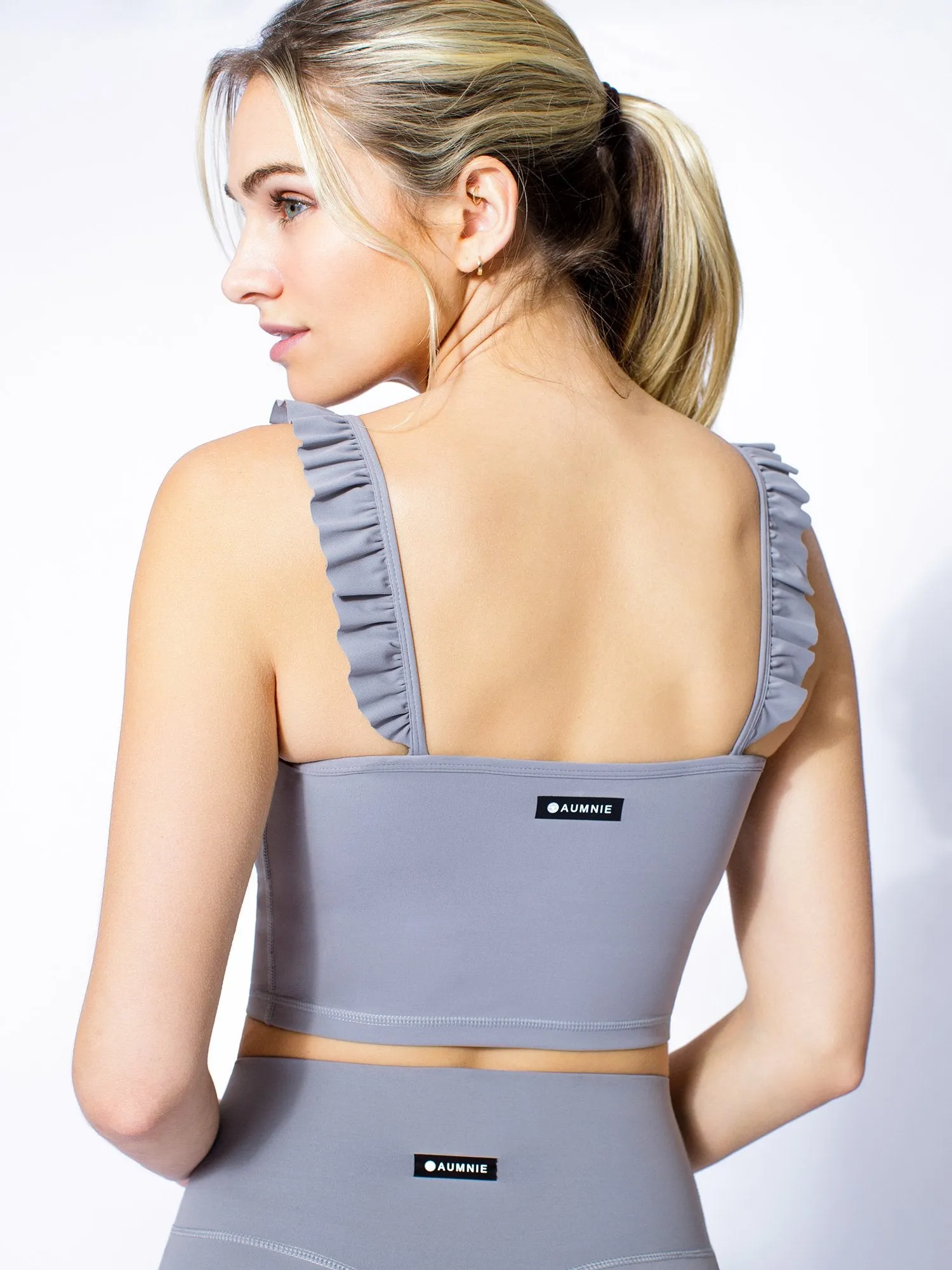 RUFFLED SIMPLICITY TANK, LUNAR GREY