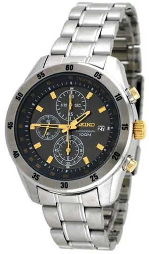 Seiko SNDC51 Men's Stainless Steel Chronograph Black Dial Watch