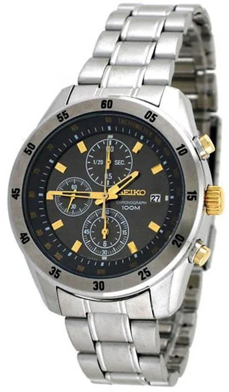 Seiko SNDC51 Men's Stainless Steel Chronograph Black Dial Watch