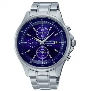 Seiko SNDE21 Men's Chronograph Blue Dial Stainless Steel Bracelet Watch