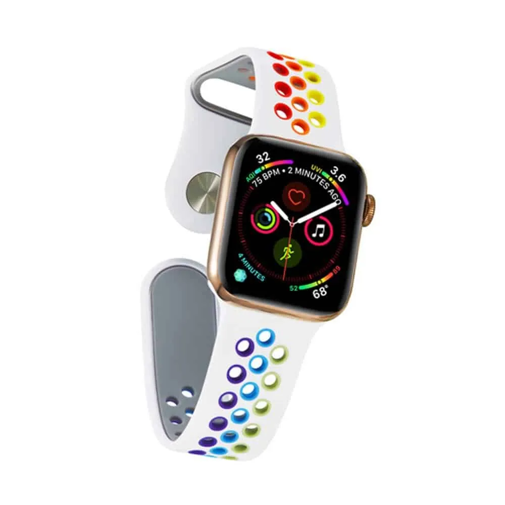 Silicone Strap 38/40/41mm apple watch S/M - Black Rainbow