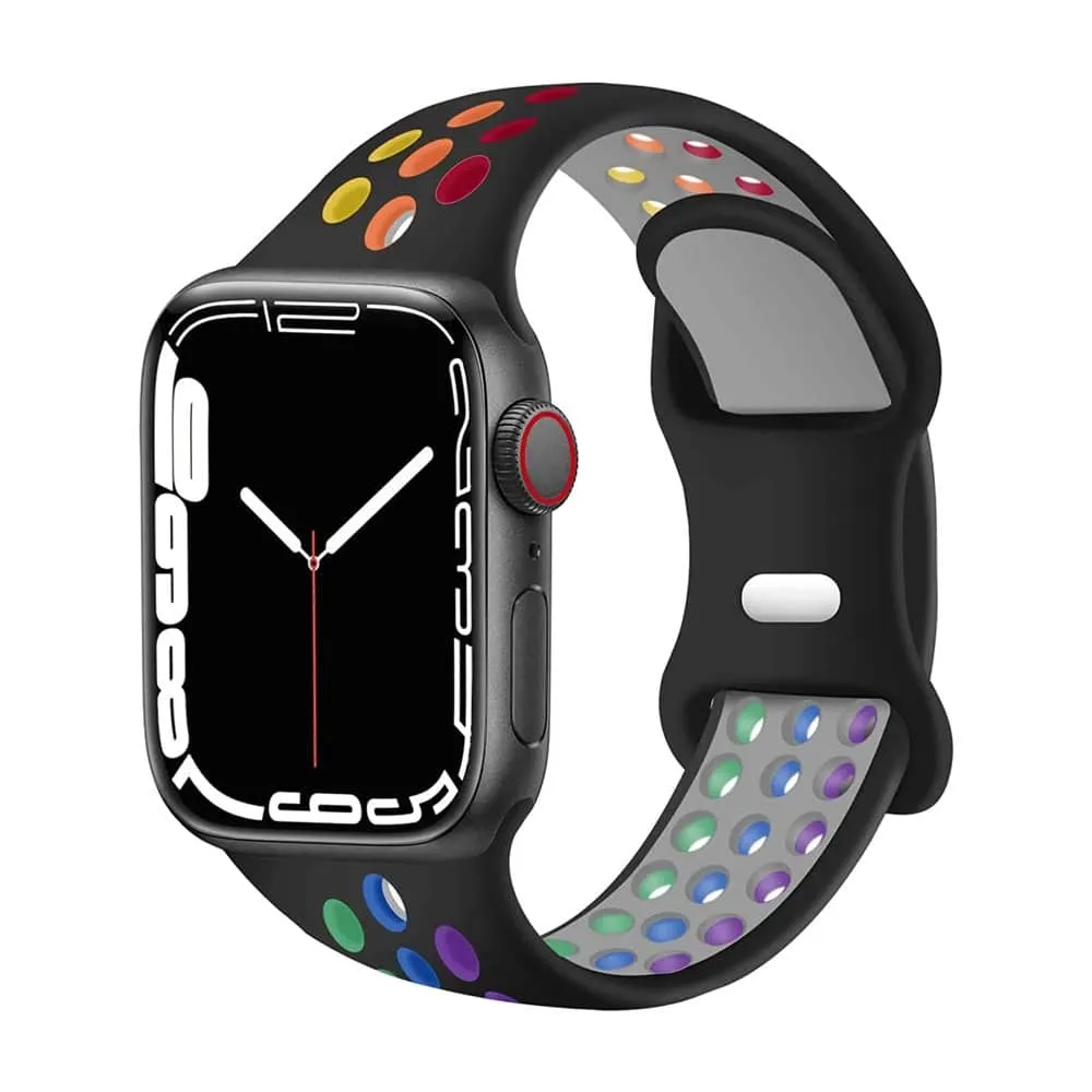 Silicone Strap 42/44/45/49mm apple watch S/M - Black Rainbow