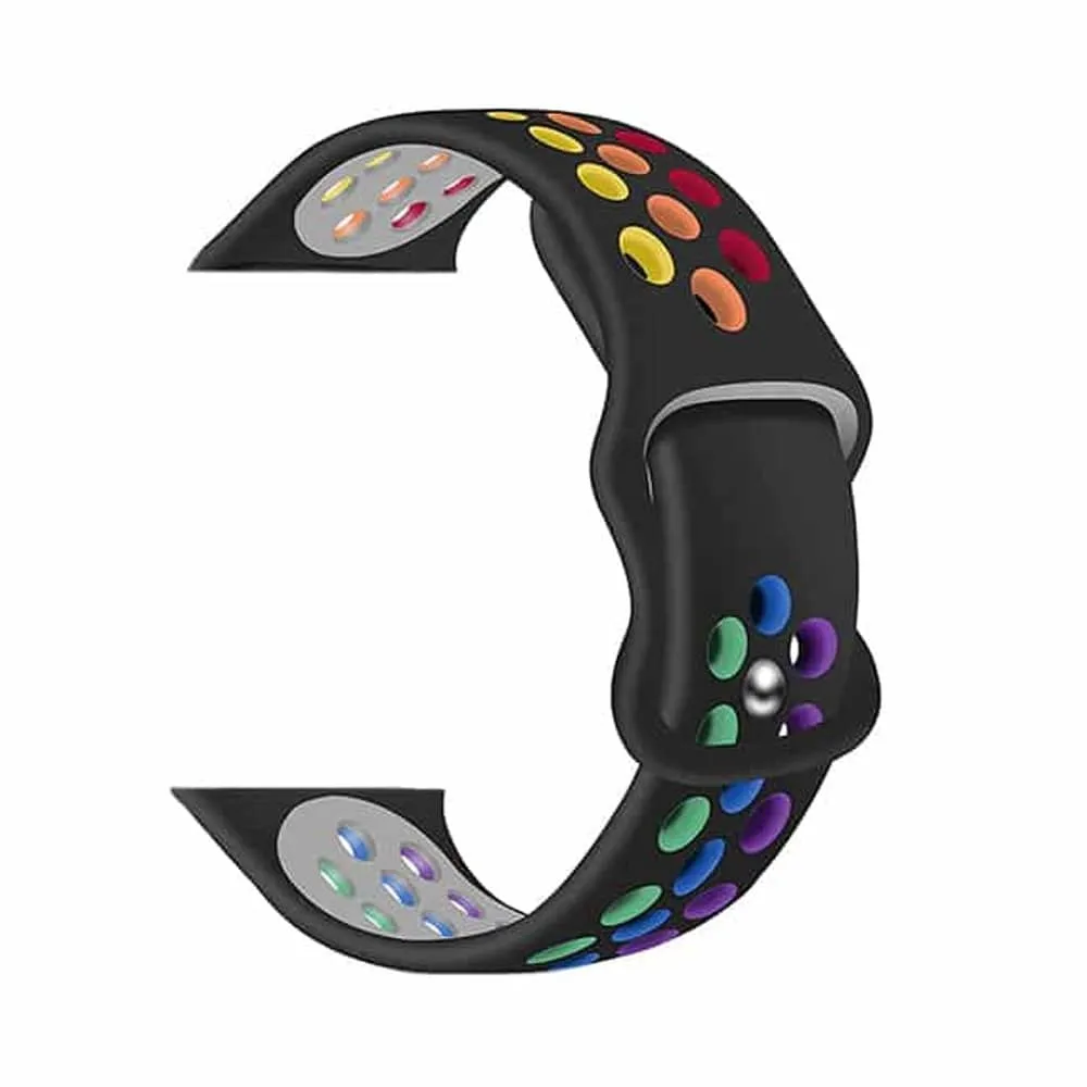 Silicone Strap 42/44/45/49mm apple watch S/M - Black Rainbow