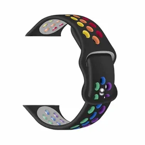 Silicone Strap 42/44/45/49mm apple watch S/M - Black Rainbow