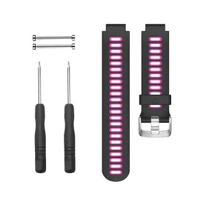 Silicone Strap for Garmin Forerunner 220/ 230/ 235/ 620/ 735- Black & Pink
