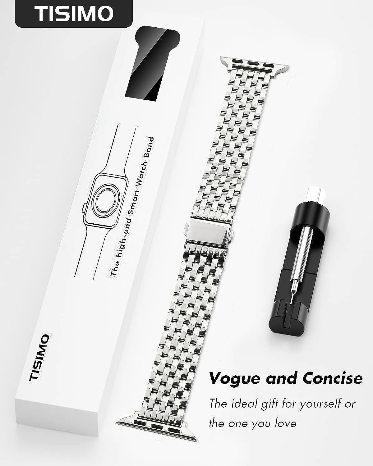 Silver Stainless Steel Metal Apple Watch Band 45mm/44mm/42mm