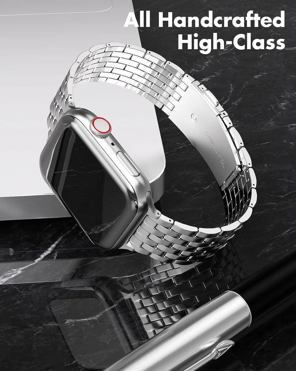 Silver Stainless Steel Metal Apple Watch Band 45mm/44mm/42mm