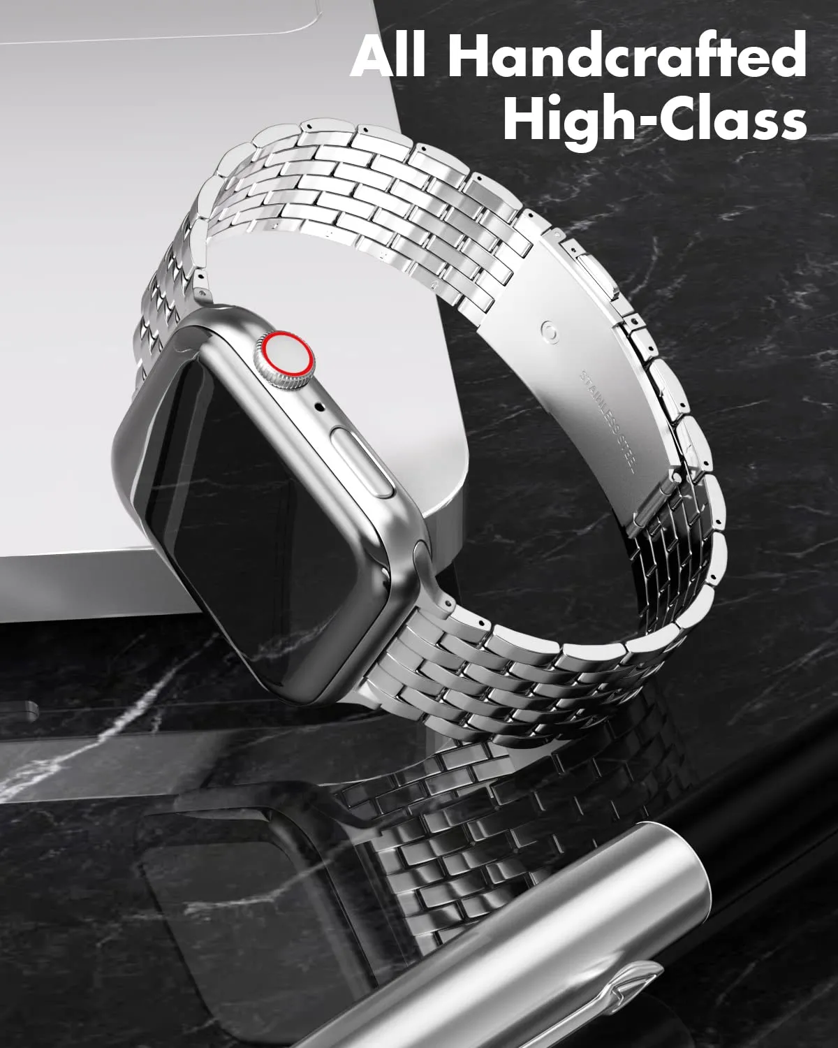 Silver Stainless Steel Metal Apple Watch Band 45mm/44mm/42mm