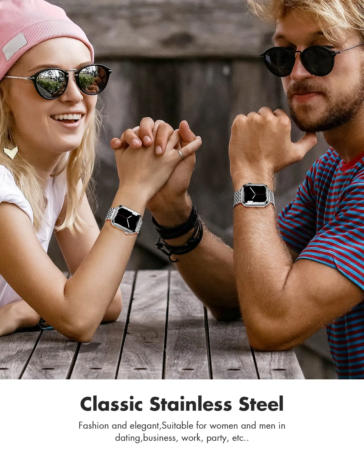 Silver Stainless Steel Metal Apple Watch Band 45mm/44mm/42mm
