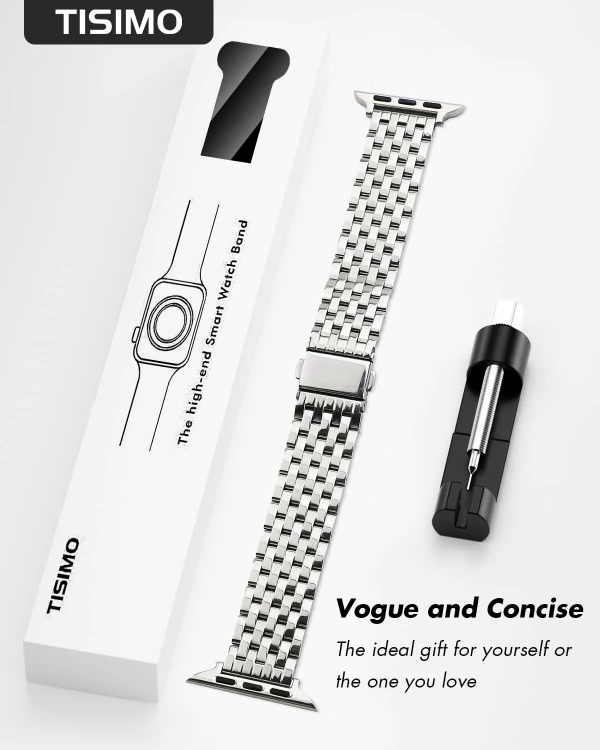 Silver Stainless Steel Metal Apple Watch Band 45mm/44mm/42mm