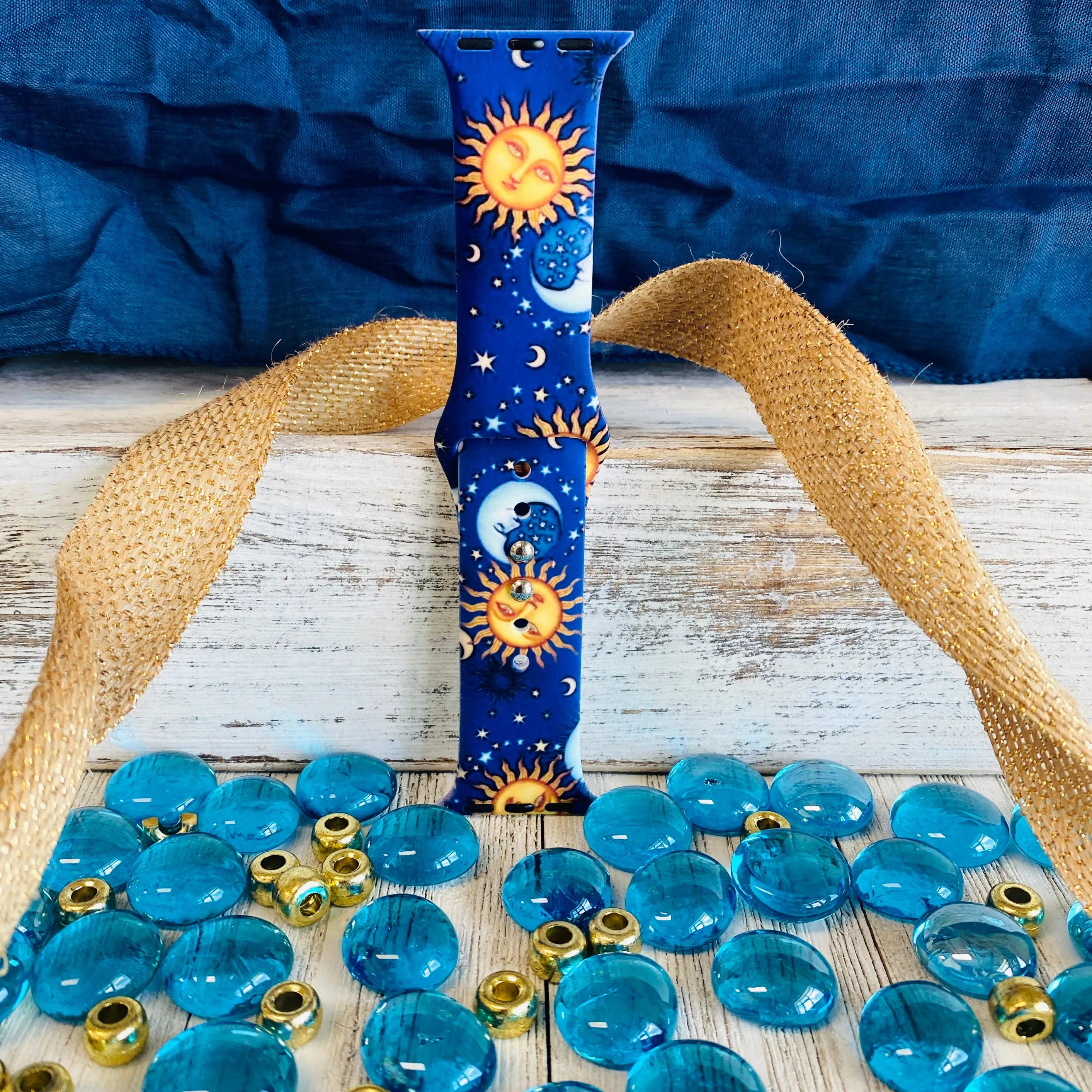 Sun,Moon,Stars Print Silicone Band For Apple Watch
