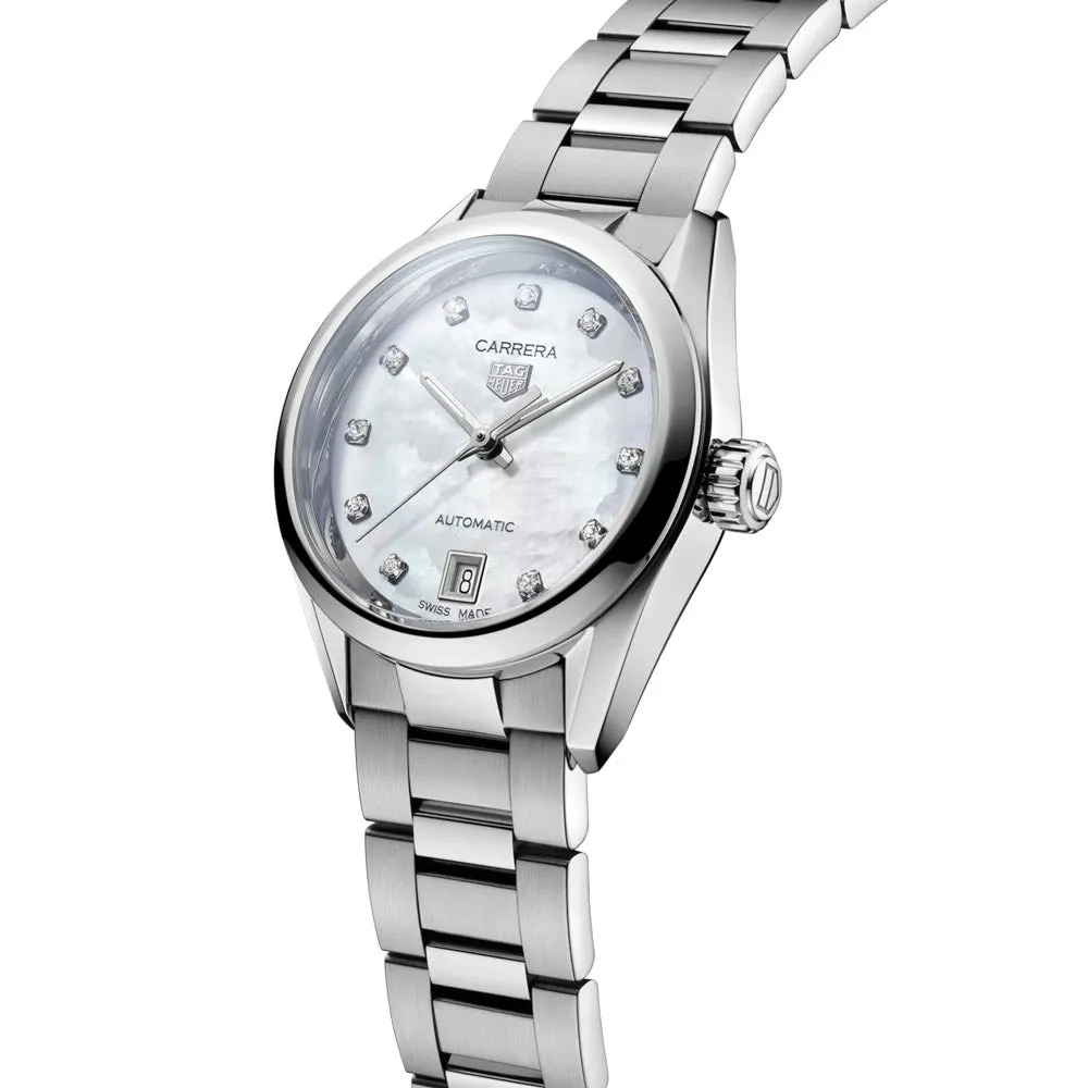 TAG Heuer Carrera 29mm MOP Dial Diamond Automatic Ladies Watch WBN2412.BA0621